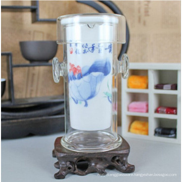 China Style Cup Ceramic Filter Gift Cup Borosilicate Glass Cup